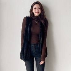 INVERSE 女款大尺碼毛絨拉鍊背心