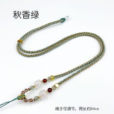 新款手編四股雙色可調節黃金飾品平安扣項鏈吊墜掛繩, 1個, 鞦香綠