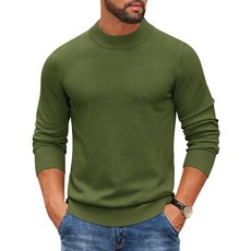 COOFANDY 남성용 모크 터틀넥 골지 니트 풀오버 스웨터 캐주얼 경량 슬림 핏 드레스 스웨터 블루. 3XL