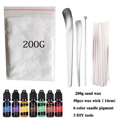 가연 모래 수제 양초 DIY 재료 키트 안료 심지 도구 세트 만들기 용품 홈 데코, white-200G set, 1개
