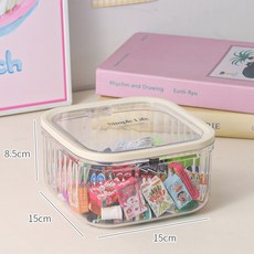 桌面萌粒收納盒 大容量防塵透明展示架 女生手辦盲盒收納神器, 1個, 小號有蓋子