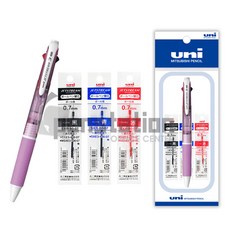 유니 제트스트림 SXE3-400 3색 0.7mm 1 + 리필심 세트, 3색 0.7mm 핑크 1+리필심(흑1+청1+적1)
