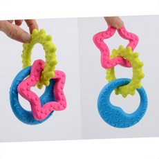 말랑한 애완견 강아지 이빨 물기 놀기 고리 장난감 3개