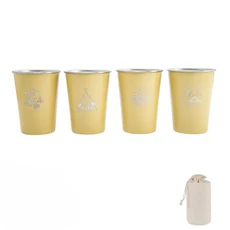 캠핑 & 하이킹 4피스 컵 세트 - 350ml 스테인리스 스틸 야외 커피 무게, 05 yellow, 1개