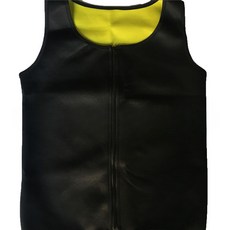 女士運動健身暴汗背心 拉鍊設計 外黑內黃