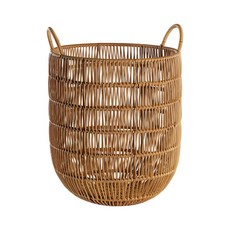 編織收納籃 附提把, 棕色, 1個