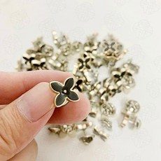 裝飾金屬鈕釦配件 多種花朵造型可拆卸固定釦, 1個, 四葉花黑色中針款,20個