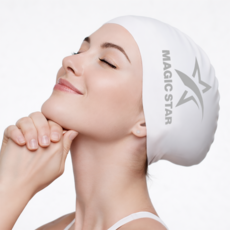 매직스타 롱헤어 전용 수모 빅스타 수영모 (+1cm 편한 긴머리용 실리콘수모 MSW3FS03), 화이트, 1개