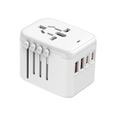 【anra】台灣現貨 2Type-c 2USB 快充 旅行轉接頭 PD20W PD18W 4.5A PD快充 萬國轉接頭, 1個, 白色2TypeC+2USB 10A20W