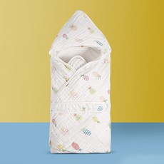 新生兒包巾 寶寶包巾 純棉 披風 包巾 安撫包巾 暖暖包巾 防驚嚇 柔軟包覆 純棉透氣 新款包巾-鳳梨：