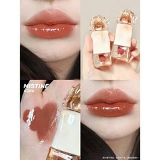 립 글로스 MISTINE 라떼 글레이즈 쥬시 크림 2 텍스처 더블 이펙트 워터 립스틱 소프트 미스트 머드 메이크업, J06, 1개