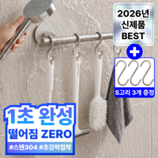 루엔티 평생무녹 스텐304 욕실 청소도구 걸이, 1개, 퓨어 스틸 실버