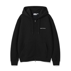 와키윌리 베이직 와키 타이포 로고 후드집업 블랙 WA2501HZ11BK