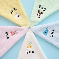 야자수샵 KC인증 이름자수 어린이집 캐릭터 고리수건 5매세트 핸드타월, 이름자수 캐릭터 5매 세트, 1개