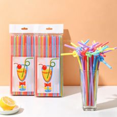 창의적인 DIY 자바라 빨대 가정용 일회용 색깔 대용량 음료수 빨대, 2세트, 100개
