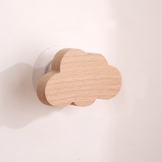 木質掛勾 免打孔 免安裝 掛飾 掛鉤 原木掛鉤 衣架 造型掛鉤 強力掛鉤 衣架衣帽架 壁掛, 掛勾－雲朵(附無痕免釘、打孔螺絲), 1個
