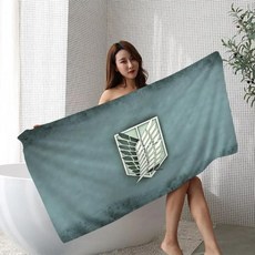 타이탄에 붙는 애니메이션 어택 극세사 비치 타올 흡 건조성 소프트 요가 수영 휴양지