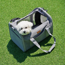 롱펫 강아지 고양이 휴대용 3면 메쉬 이동가방, Size, 1개