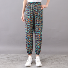 팬시 패턴 밴딩 고무줄 여름 바지 셔링바지 냉감바지 엄마 고무줄 바지 쿨바지 아이스 바지 팬츠 여성 여름바지