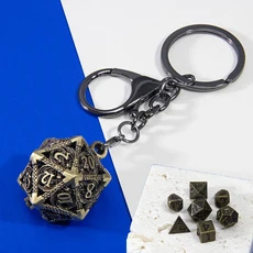 7pcs 미니 금속 주사위 중공 D20 키 체인 다면체 세트 보드 게임 액세서리, 02 Bronze