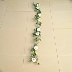 인공 장미 덩굴 가랜드 벽 파이프 에어컨용 홈 데코 인조 꽃 식물, 1개, 4. White180CM152g