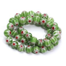 쥬얼리 제작용 무라노 램프워크 꽃 원형 유약 유리 구슬 DIY 팔찌 목걸이 수제 공예 액세서리 46 개 8mm, 8mm 46pcs, C05735