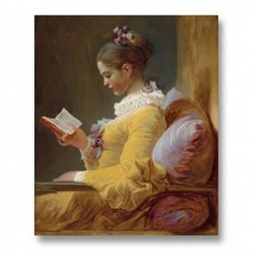 프라고나르 책 읽는 소녀 명화그림 아트프린팅 인테리어액자 50x60cm 코튼캔버스 인쇄, 캔버스판넬