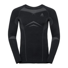 ODLO 男 基礎運動保暖型圓領上衣 黑/深寶石藍【野外營】圓領保暖排汗衛生衣