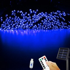 HK.sell 더블충전 태양열+USB+리모컨 꼬마 전구, 파란색, 1개