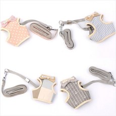 강아지 조끼 반려견 하네스 외출용 산책 가슴줄 세트 조끼형, 라이트체크 S