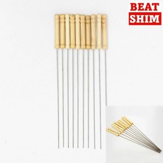 핸들형 스텐 캠핑 꼬치 10p 바베큐 화로 꼬챙이