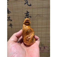 太行崖柏 手工雕刻 彌勒佛手把件, 如圖所示, 1個