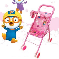 유아 뽀로로 접이식 핑크 인형 유모차 여아 장난감 선물용, 1개