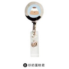 小呸角 2.8cm 金屬易拉扣 鋼絲伸縮扣 識別證伸縮扣, 1個, 珍奶蛋糕君/CP-427B