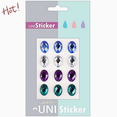 유니아트 유니 비즈 스티커 보석 큐빅 다이아몬드 14번 네일아트 파츠 데코덴 글리터스티커