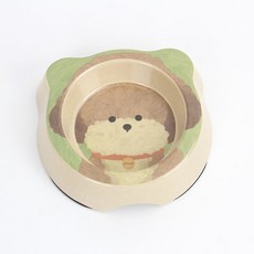 貓碗 雙碗 寵物碗 竹纖維材質 淺口碗 貓咪水碗 小型犬飼料餵食碗, 1個, 單碗泰迪圖案,寵物碗