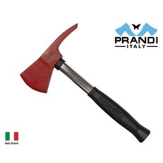 Prandi義大利老牌C45碳鋼13吋消防斧，多功能鍍鉻鋼斧頭，橡膠握柄舒適安全, 1個