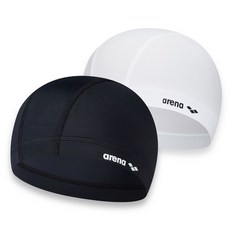 arena 素色泳帽 黑色+白色