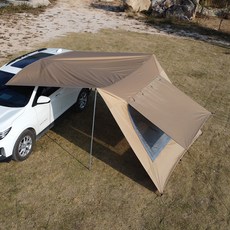 탑 랜더 대형 렉타 캠핑 차박 타프 사이드월 타프와 통풍창 포함 방수 자외선 차단 다양한 환경에 적합, 카키, 실버 코팅 타프, 천 타프만