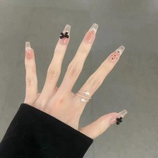 블랙 리본 도트 네일팁 씨씨네일, 1개, G-19