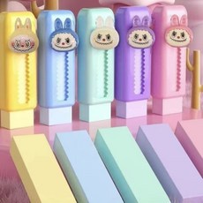 嗨購 labubu 推拉可伸縮卡通橡皮擦，無碎屑超乾淨, Labubu-藍色, 1個