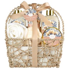 홈 스파 선물 바구니 여성용 목욕 키트 바디 로션 샤워 젤 버블 배스 스크럽 소금 배쓰밤 어머니 아내 세트 목련과 자스민 향 포함 240139, 1