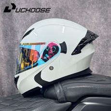 Uchoose DOT 승인 헬멧 충돌 오토바이 보호 장비 남성 여성 더블 썬 바이저 뒤집기, L, LB-jgh, 1개