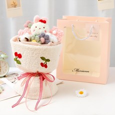 MORIANN 絨毛玩偶造型花束, 櫻桃小白兔, 1個