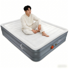 루나드림 이클립스 에어매트리스 USB 충전 내장펌프 무선 팽창식 누수방지 가정/캠핑용, 그레이 & 화이트