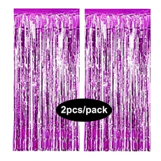 2팩 호일 커튼 실버 블랙 골드 로즈 반짝이 쉬머 프린저 생일 웨딩 파티 배경 장식, 08 Rose Pink
