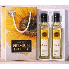 [무료배송]데솔레100% 해바라기씨유세트(500ml-2P) 유리병오일 설추석선물 명절 안전포장 기름 식용유, 1세트