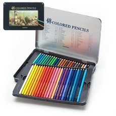 색칠하기 학교준비물 48색-틴케이스 전통 색연필 문화 필수품 85223ea 1(EA), 진하기