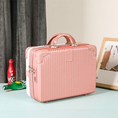 초경량 소형캐리어 트렁크 1박2일 가벼운 승무원 여행용가방, 화이트 배합 로즈골드 [스크럽 코너], 14인치 [표준타입+잠금없음]