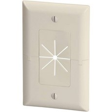 데이터 커뮤니케이션 전자 45-0017-LA 분리형 TV 플레이트 유연한 AV/HDMI 케이블 통과구 낮은 프로파일 디자인 최대 6개 케이블 은폐 매끄러운 마감 매립형, 1 Count (Pack of 1), Lite Almond - TV Plate